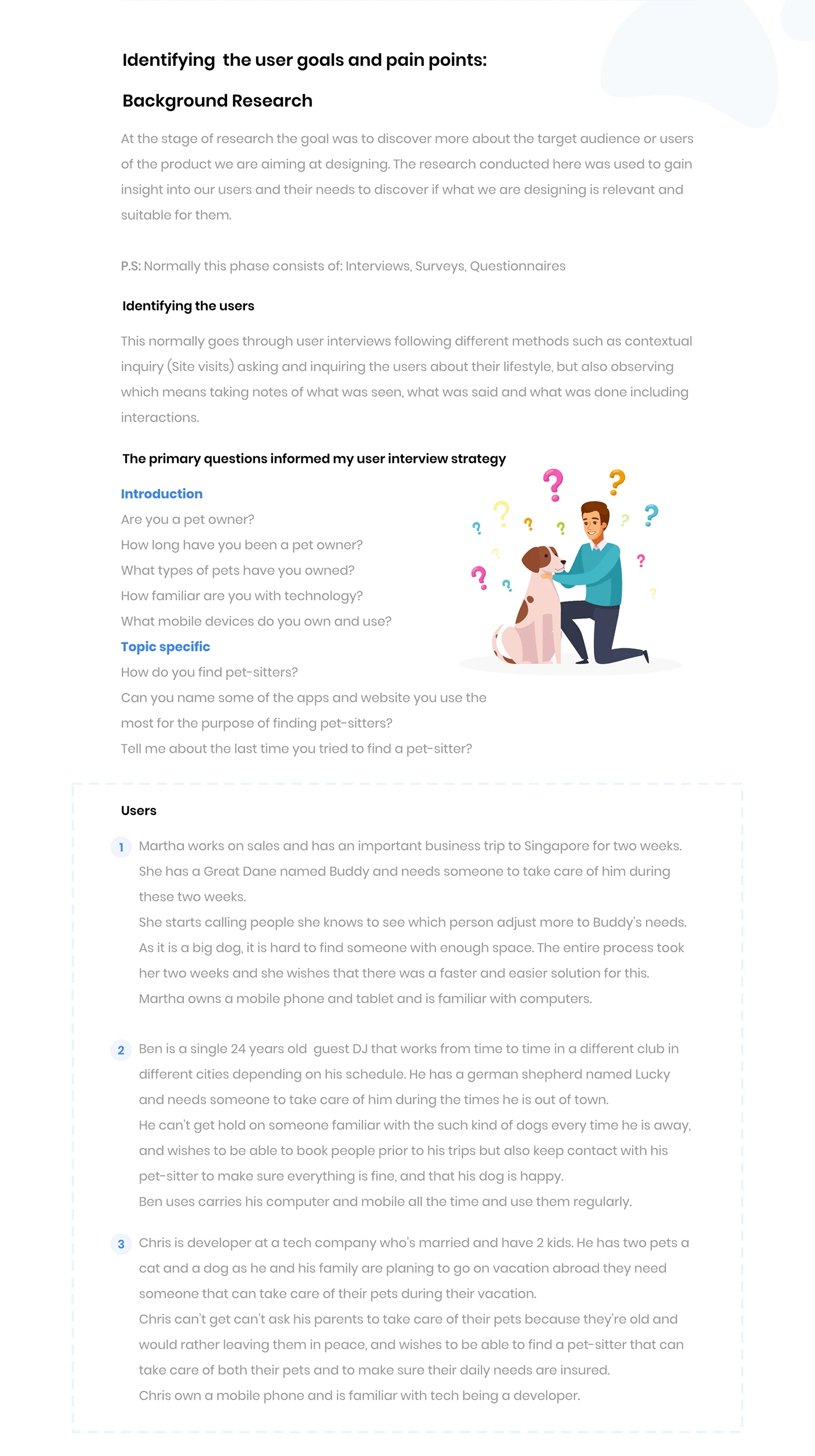 Background research, interview strategy and user descriptions